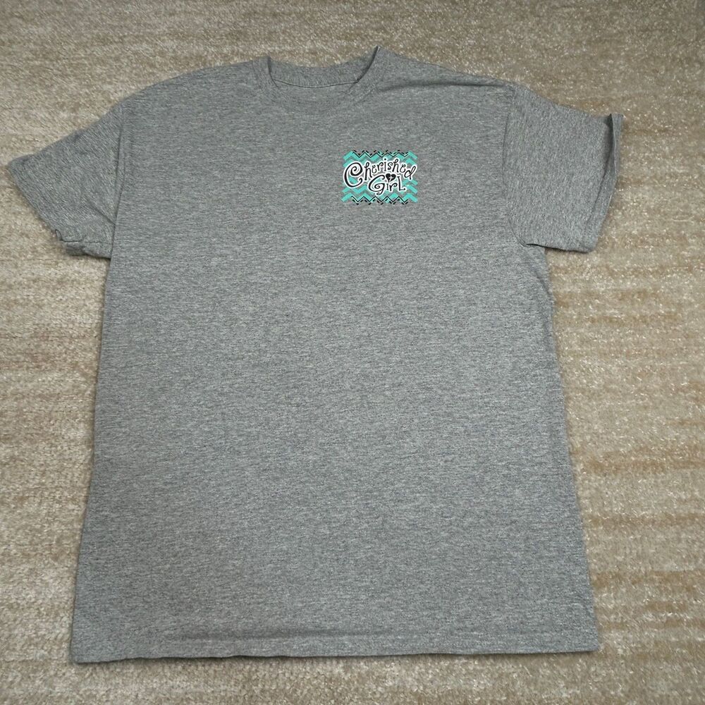 Cherished Girl T-Shirt Womens M Gray Short Sleeve Gods Love Cross Graphic Tee